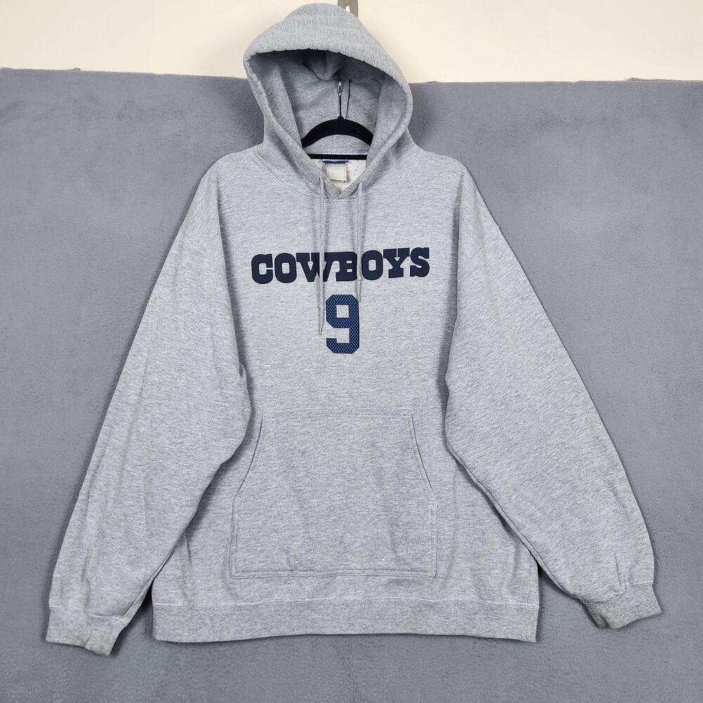 Dallas Cowboys Hoodie Mens XL Gray NFL Football Tony Romo 9 Reebok Sweatshirt